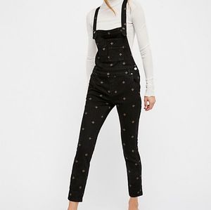 FREE PEOPLE GOLD EMBROIDERED OVERALLS
